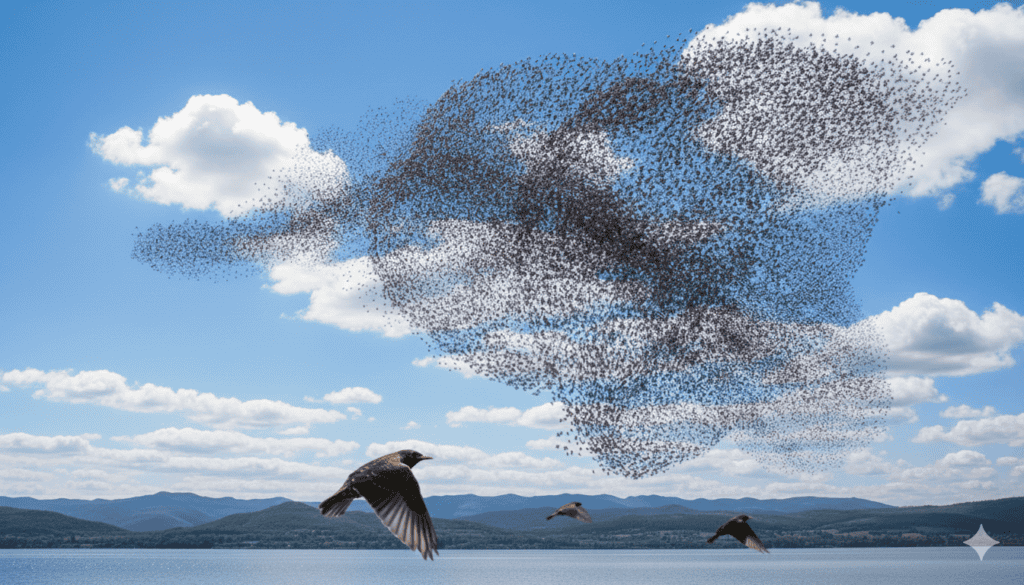 Schwärmen für Demokratie Vogelschwarm Vogelwirbel